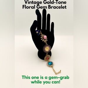 Elegant Gold-Tone Multicolor Gem Bracelet